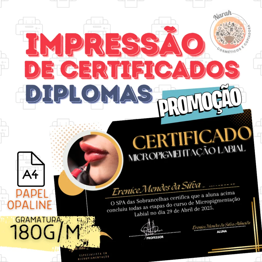 Impressao de Certificado Diploma de Conclusão A4 - 180G
